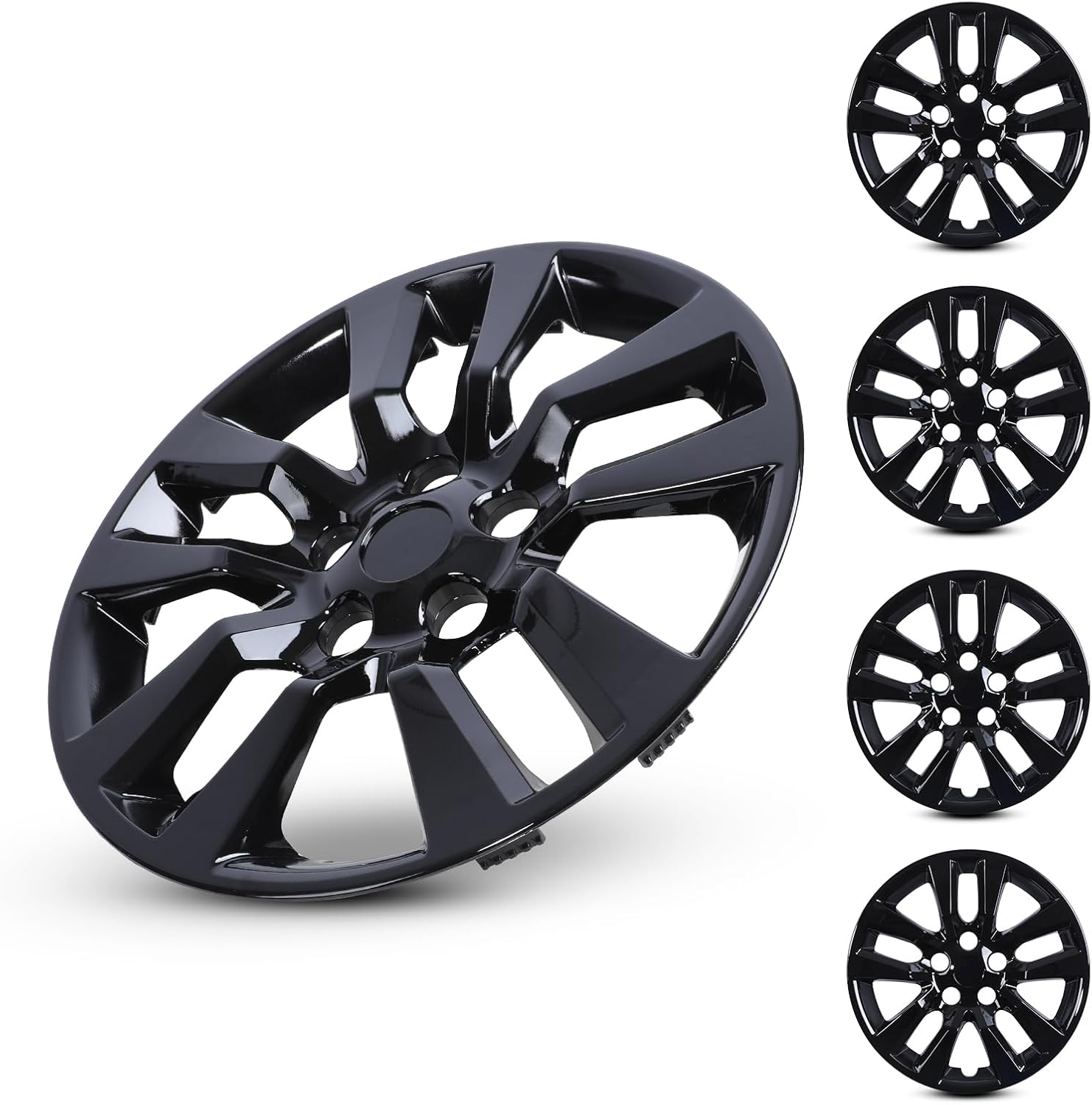 16" Hubcaps Wheel Rim Cover Compatible for 2013-2018 Nissan Altima Sedan Steel Wheels, Snap On Installation PP Material Set of 4 (16-Inch, Black Lacquer Color)