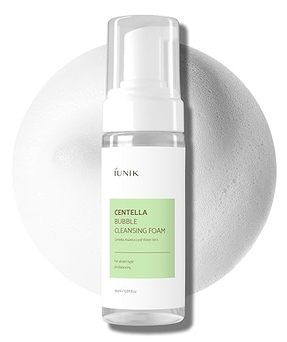 IUNIK Centella Bubble Foaming Vegan Facial Cleanser - 69% extracto de centella asiática, calmante, hidratante, exfoliante, elimina puntos negros de