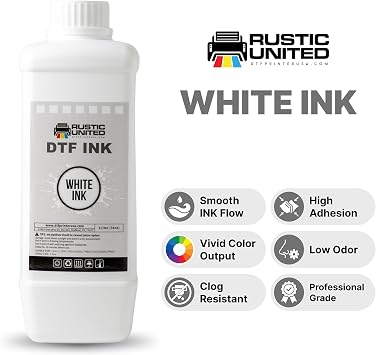 Premium DTF Ink, 1LT/ 34oz Heat Transfer Printing Direct to Film Refill for All DTF Printers Epson ET-8550, L1800, L800, R2400, P400, P800, XP15000, R1390, I3200 (White)