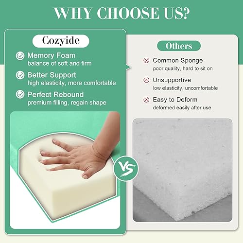 Miniatura 4 de Cozyide Cojines para sillas de exterior, cojines de asiento de patio impermeables con correas ajustables, cojines cuadrados para sillas de patio