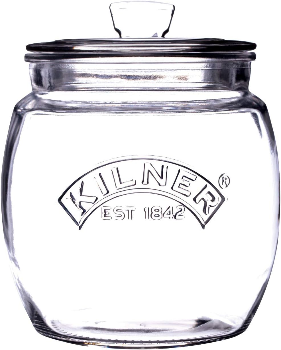 Kilner Glassware Universal Storage Jar Durable Multi-Purpose Glass Container with Airtight Push-top Lid, 28-3/4-Fluid Ounces, 1 EA, Clear