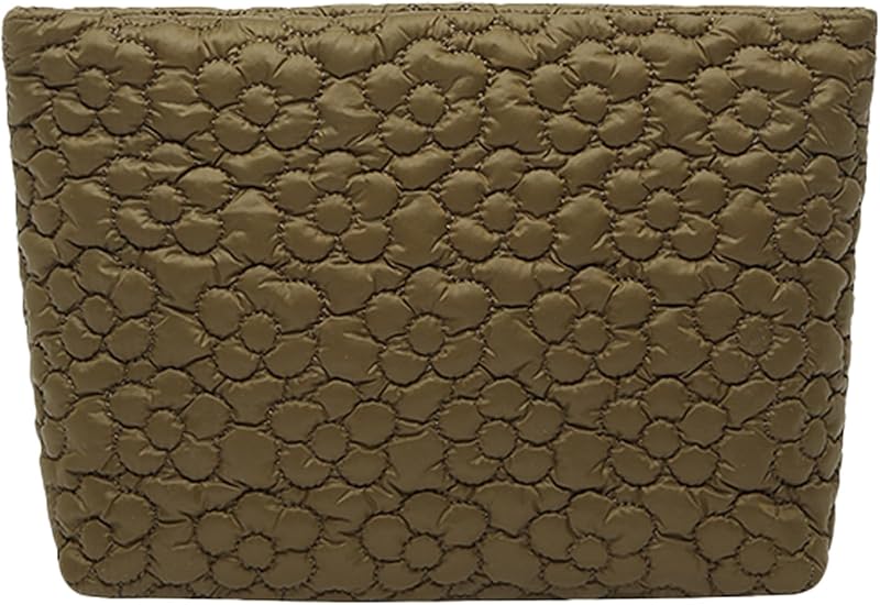 Necessaire de maquiagem matelassê HFLZBRO Brown Flower, modelo clutch