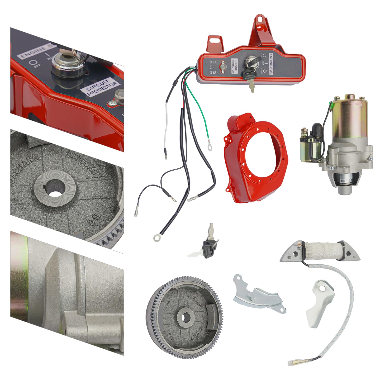 Dodoam Electric Start Kit Starter Motor FlyWheel with Ring Gear For Honda GX200 6.5HP