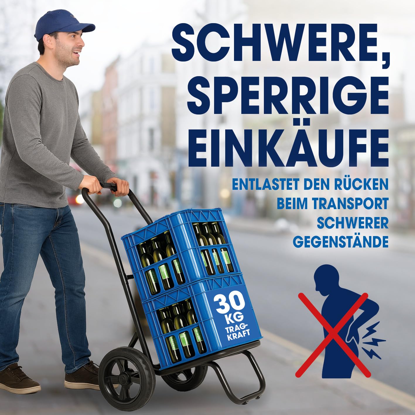 EASYmaxx Einkaufstrolley klappbar 52 L, bis 30 kg | Einkaufstrolley mit Kuehlfach & Sackkarre | Trolly Einkaufswagen mit Abnehmbarer Tasche | Einkaufstasche mit Rollen & Kühltasche - auch für Pakete