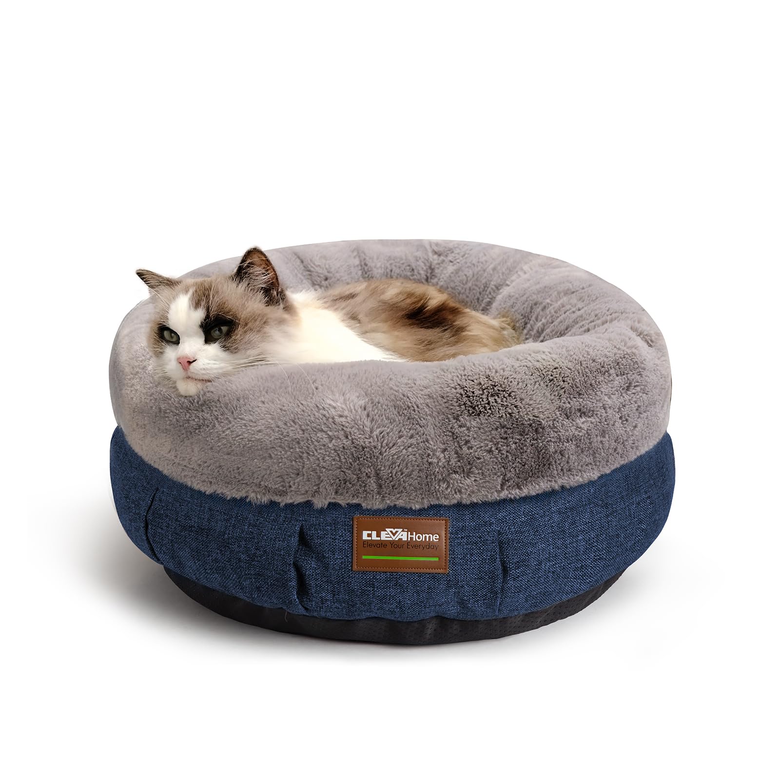 ClevaHome Calming Soft Plush Donut Cat Bed
