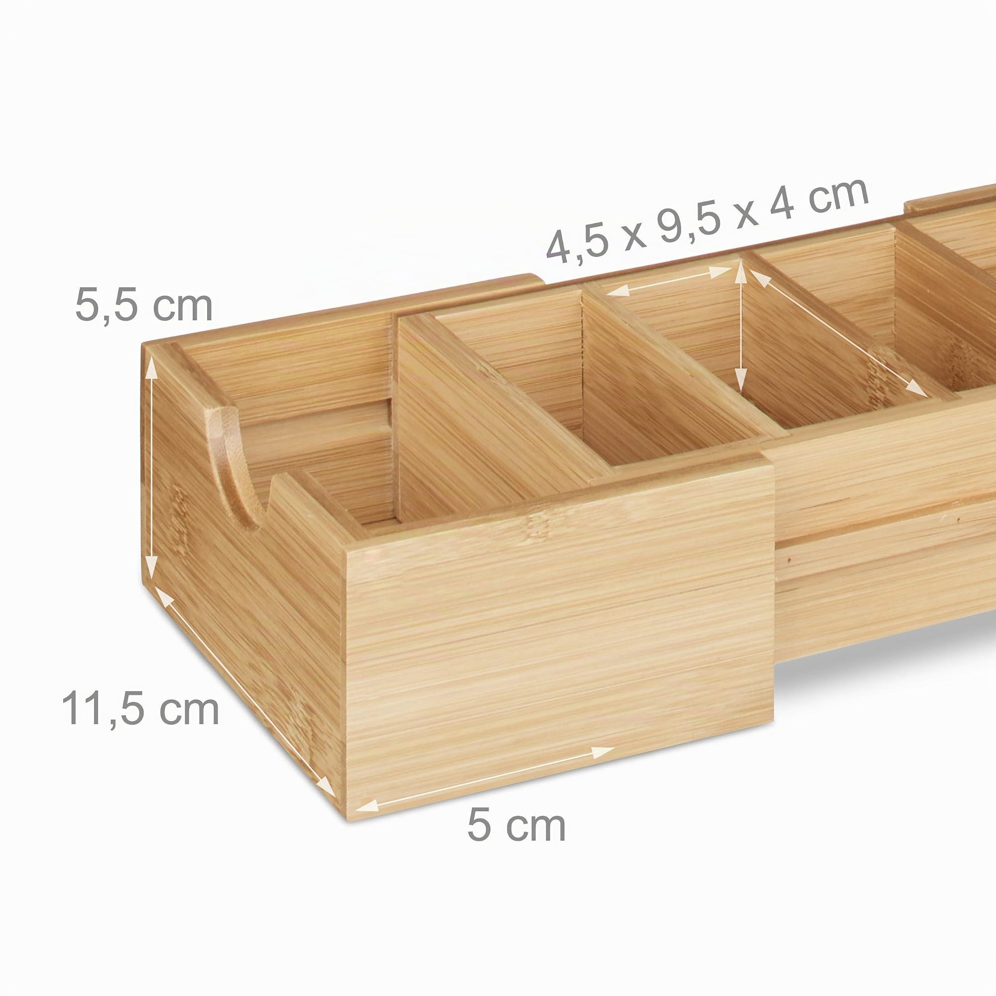Relaxdays Soporte Tarjetas Visita DIN A8, Tarjetero Sobremesa, Fichero, Organizador, Bambú, 1 Ud, 5,5x13x30 cm, Marrón