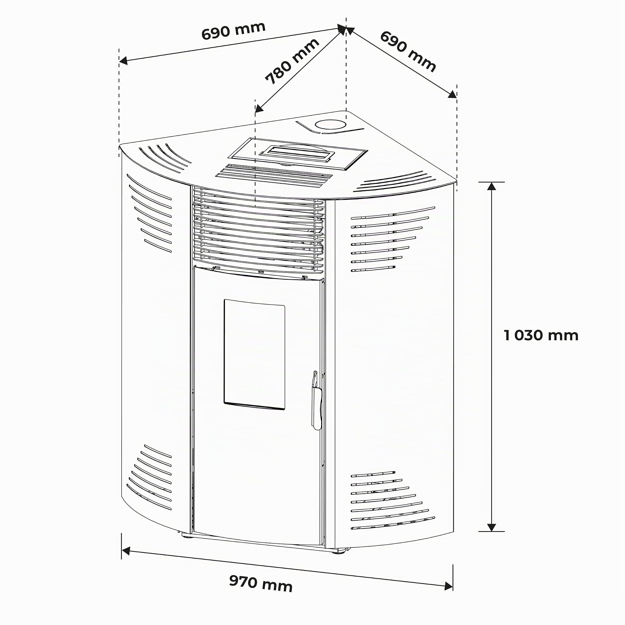 Stufa a pellet angolare Iseos 12,2 kW Bordeaux Sannover