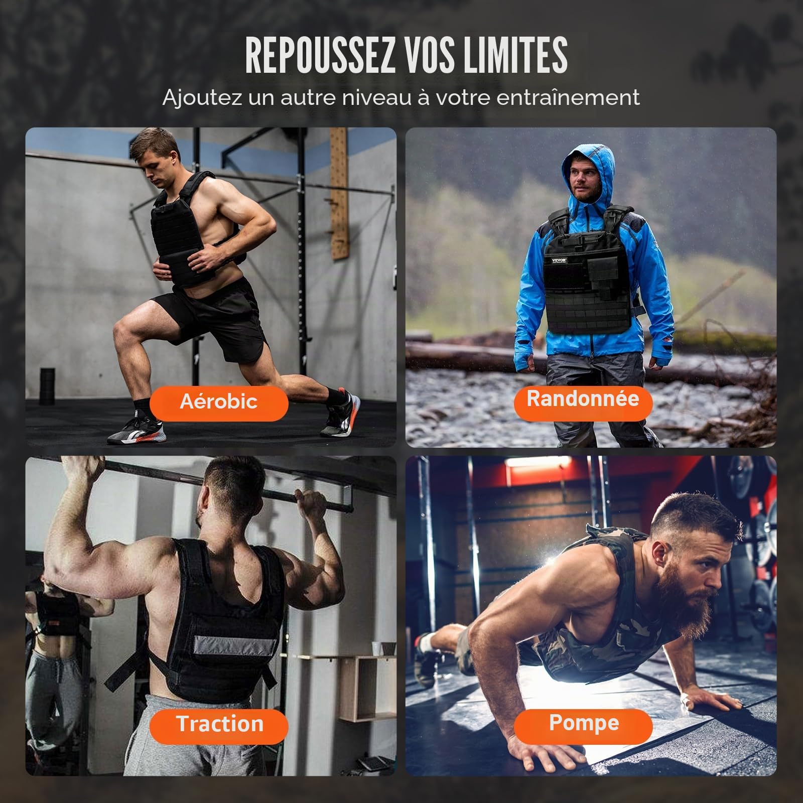 VEVOR Plaques lestées incurvées pour gilet lesté, paires de 6,59 kg, plaques de poids pour gilet, en acier de qualité supérieure, coupe ergonomique profilée-WOD, pour la musculation, la course à pied