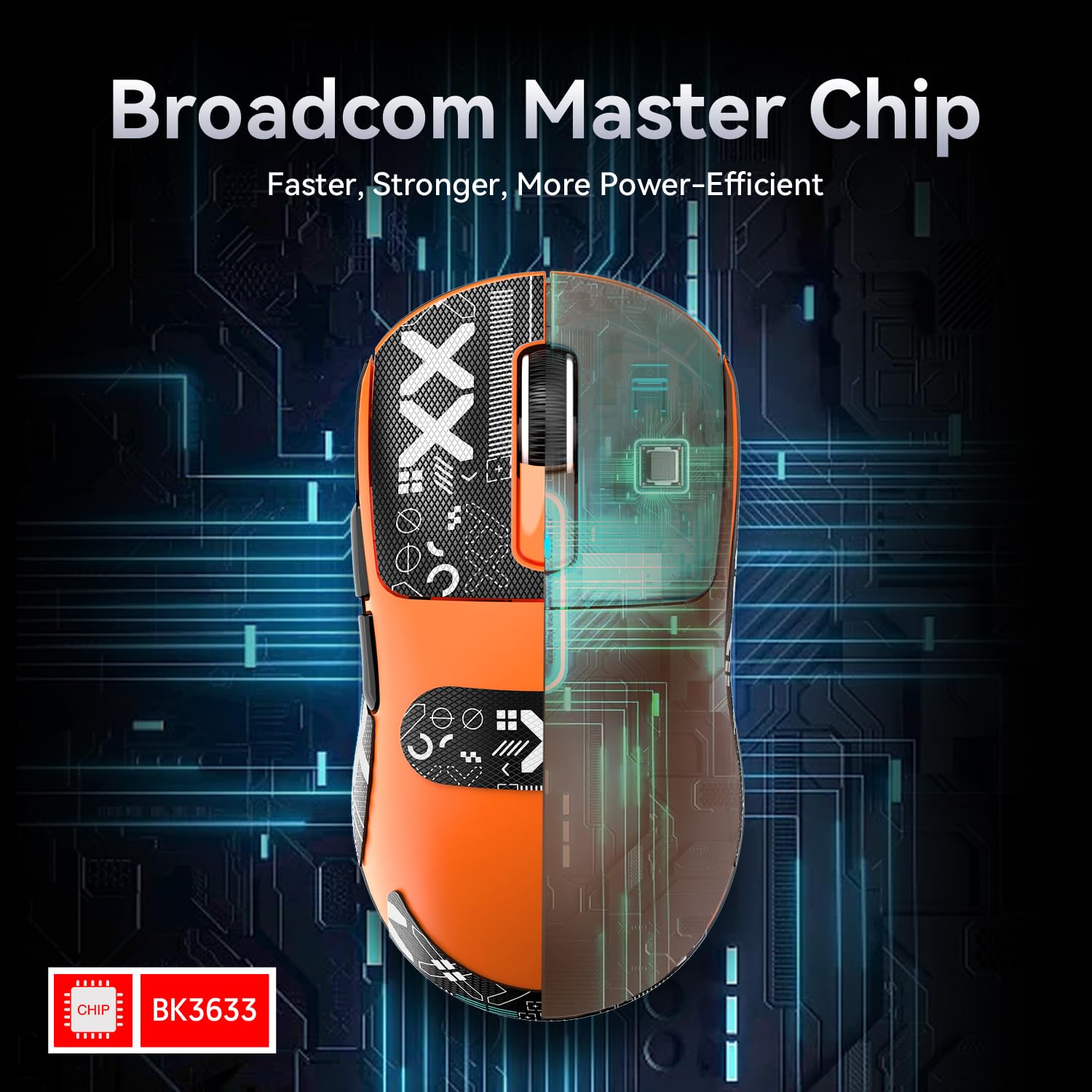 ATTACK SHARK X3 - Ratón superligero de 49 g con cinta, sensor de juegos PixArt PAW3395, BT/2.4G, mouse inalámbrico para juegos con cable, 6 DPI ajustables 26000, batería de 200 horas, ratones de — view 7