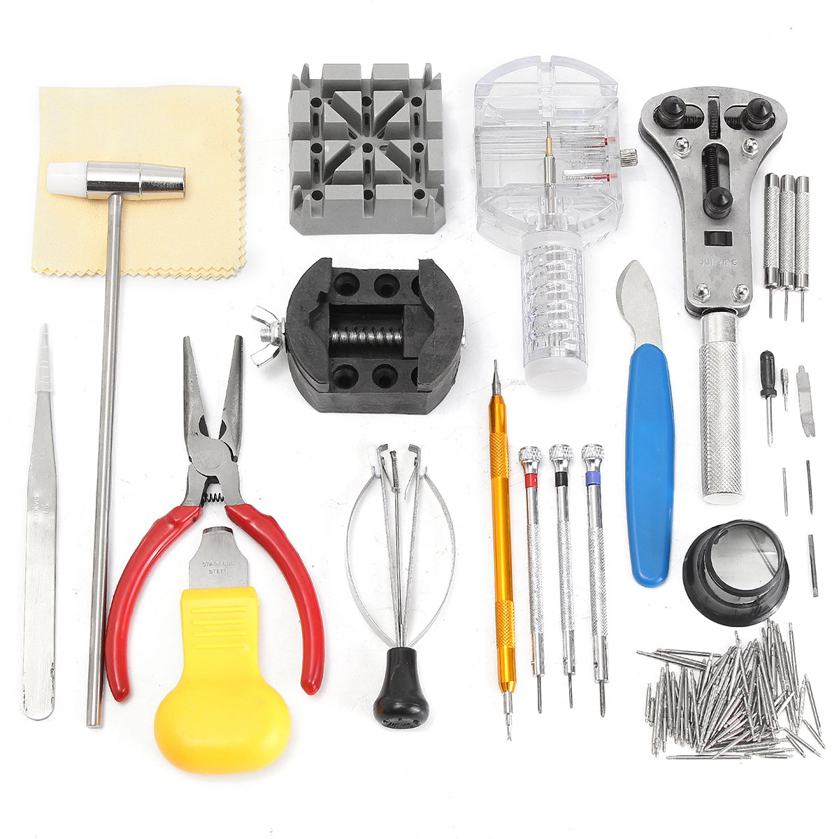 155Pcs Montre Réparation Trousse D'Outils Montre Ouvre-Porte Dévisseuse Pince À Épiler Horloger Précision Set