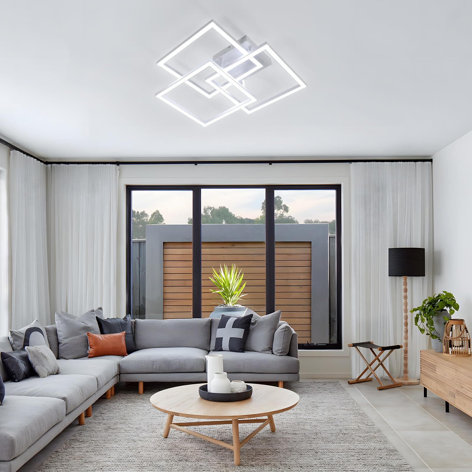 DELIPOP Moderna Lámpara de Techo 40W 4500LM 6500K Plafon Led techo Cuadrado | Luz de techo led Blanca Para Dormitorio Salon Comedor, 62cm