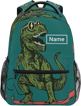 senya Custom Childrens Name School Backpack Personalized Schoolbag Skateboard DinosaurTravel Bag for Teens Girls Boys