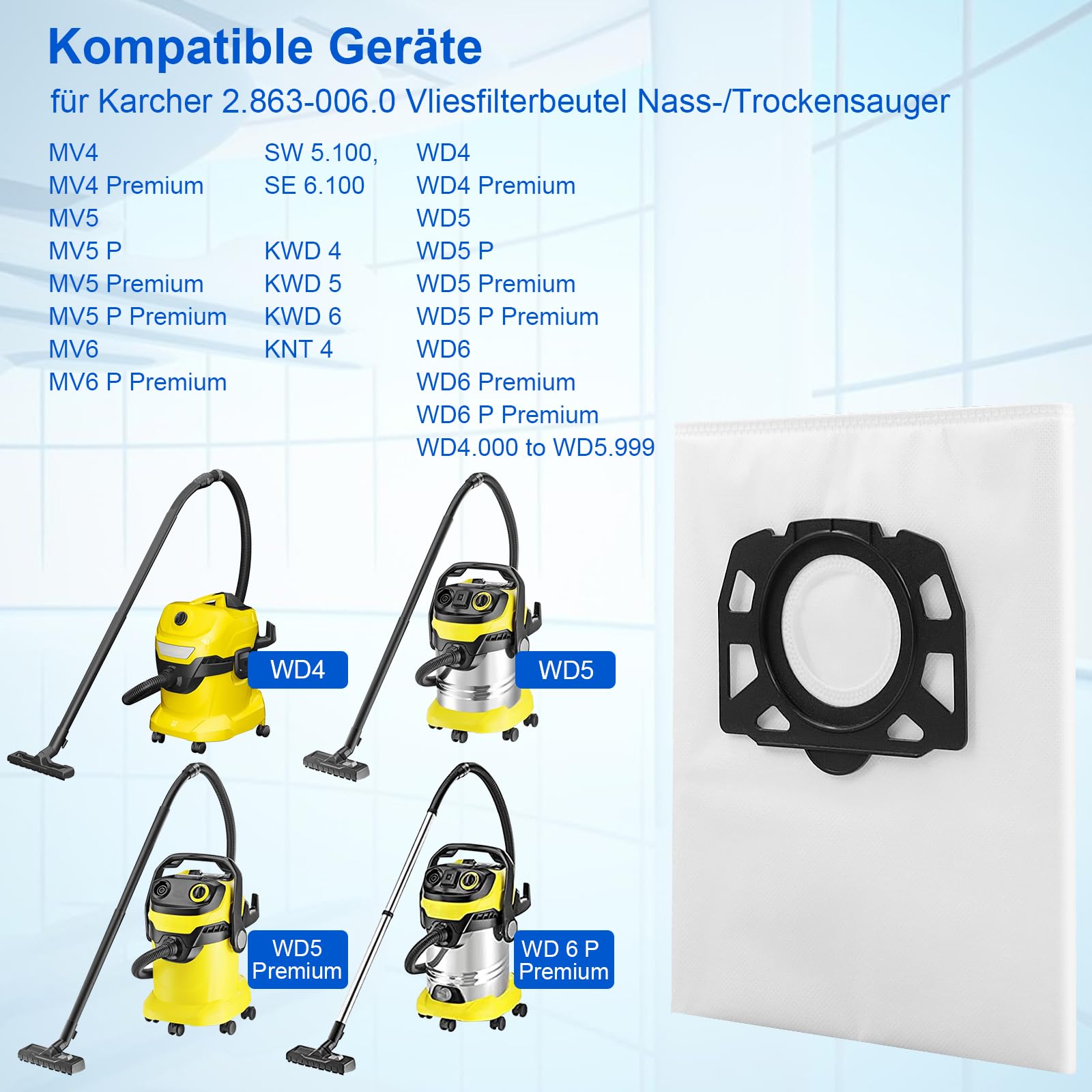 Sac Aspirateur Karcher Wd6p Fishoney Pack Of 10 KFI 487 Vacuum