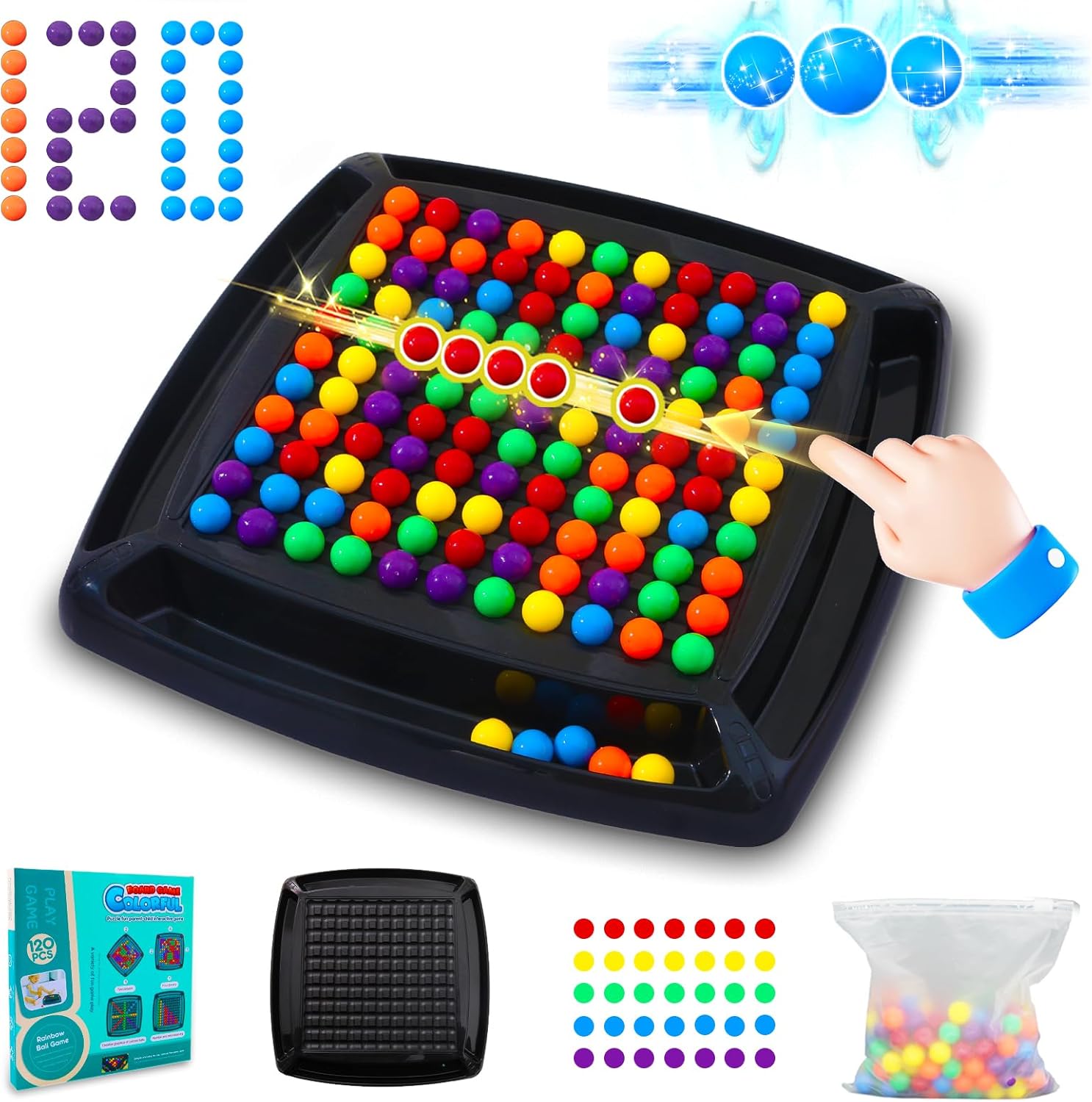 Juego de mesa de doble estrategia dual de ajedrez intelectual de 120pcs Marbles, Juego de mesa de ajedrez de Table Table de mesa de maldito.