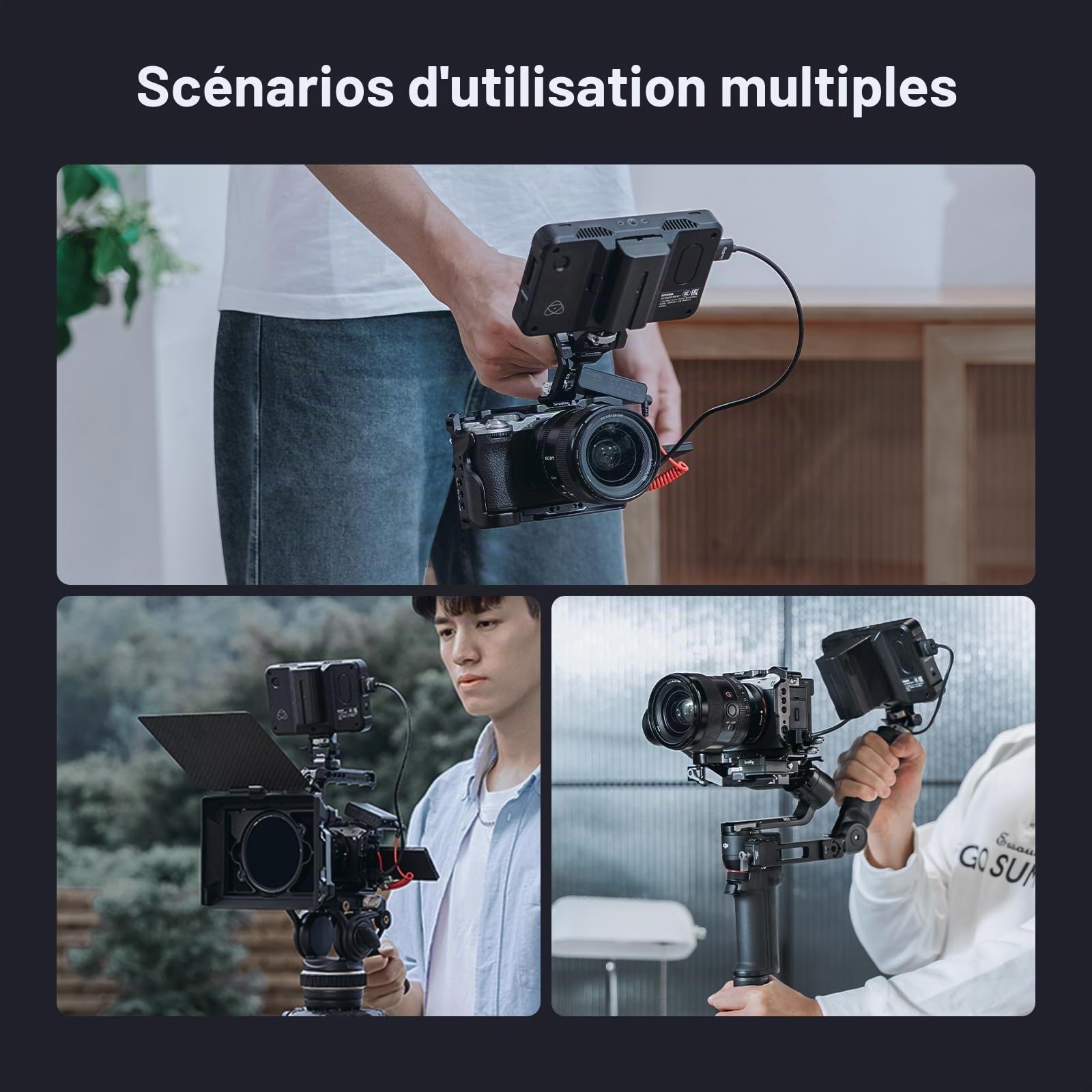SMALLRIG Kit de Cage pour Sony A7C II/A7CR avec Serre-Câble pour HDMI, Accès Complet à la Création de Vlog, Cage Vidéo pour Sony A7C II/A7CR avec Hinge Arm, Plaque QR Intégrée pour Arca - 4422