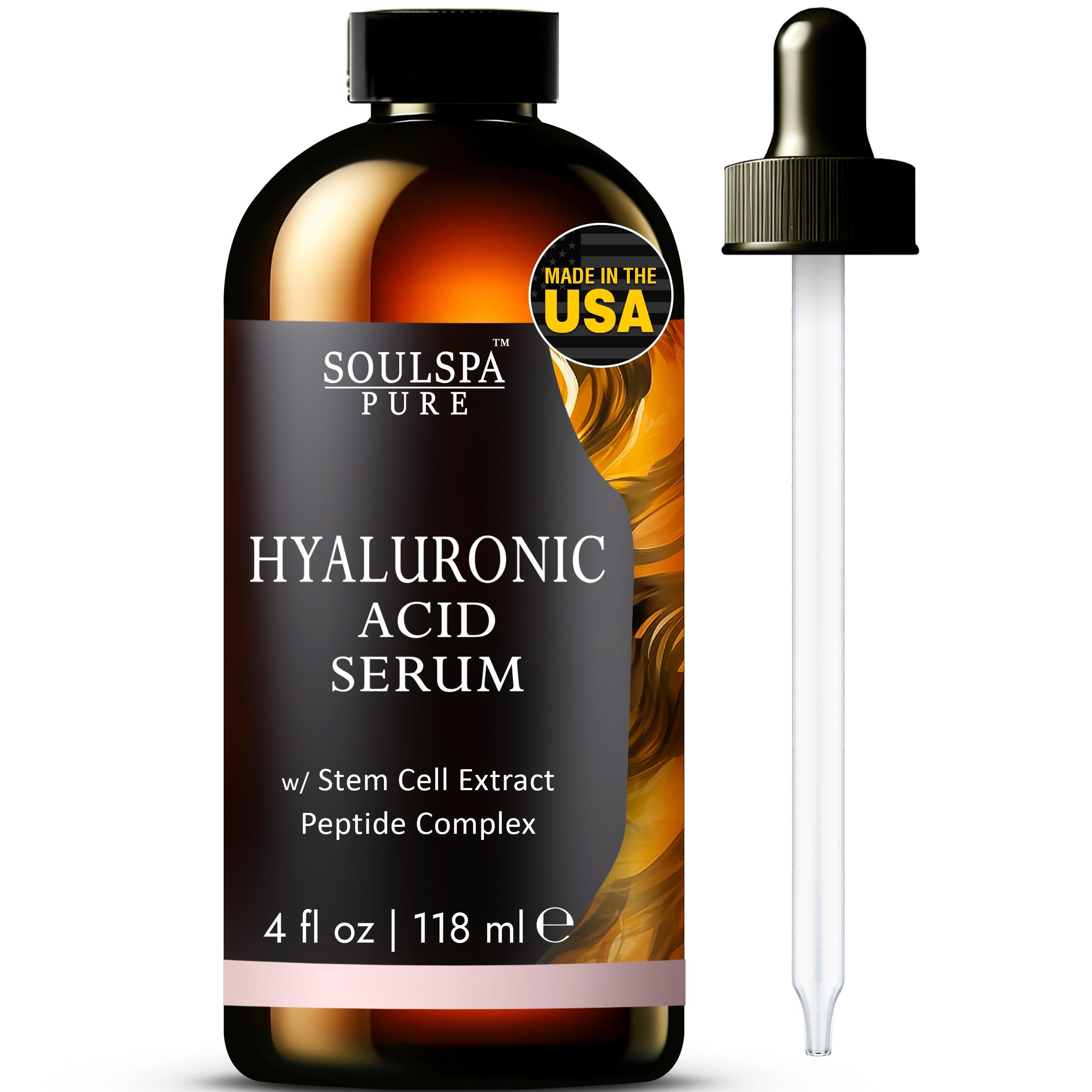 Hyaluronic Acid Serum for Face with Peptides - Deep Hydration Facial Serum - Revitalizing Serum for Mature Skin - 4 fl oz
