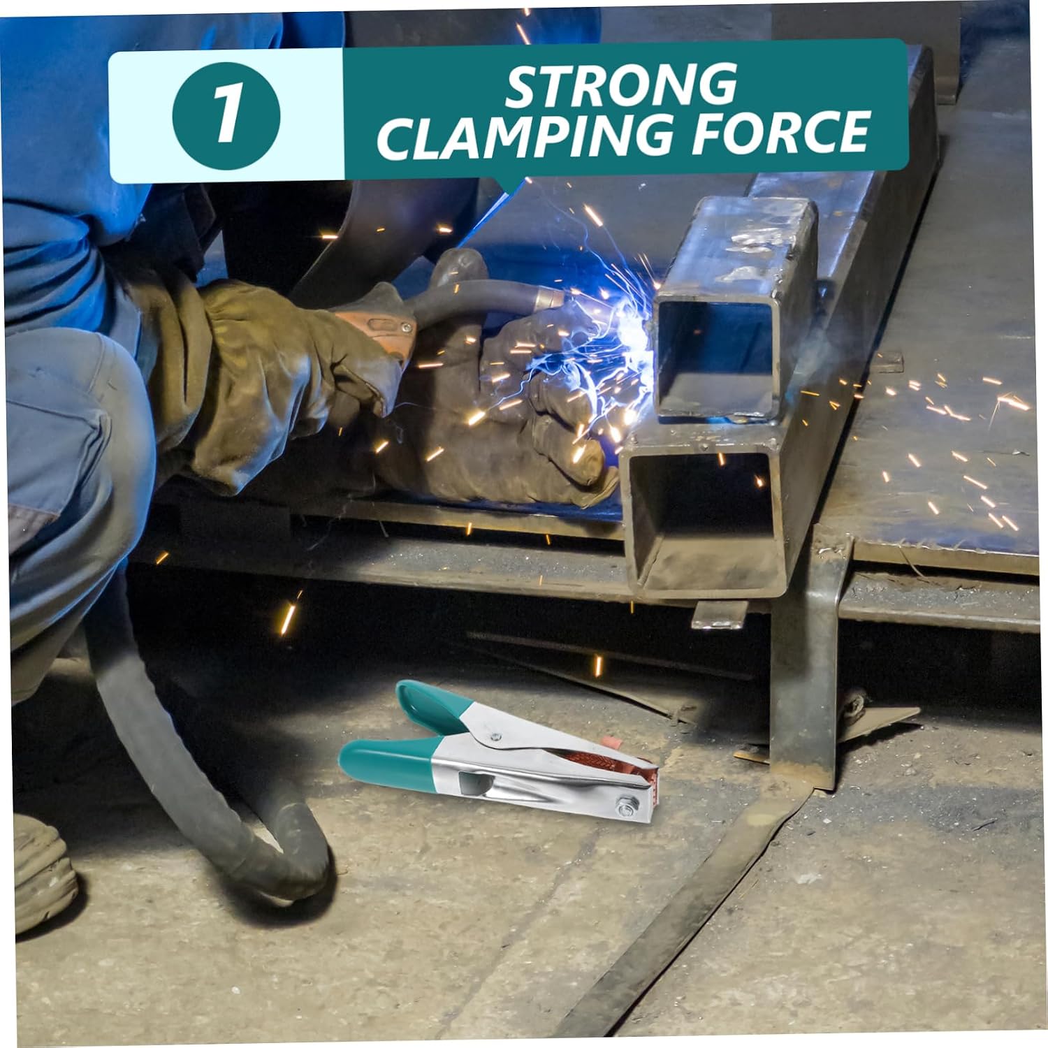 Welding Ground Clamp Copper Earth Clamp for Manual Welder Secure Clamping Mechanism Welding Portable Copper Grip Tool Cable