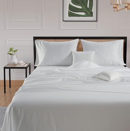 Miniatura 4 de LANE LINEN Juego de sábanas tamaño King  Sábanas de 600 hilos 100% algodón de fibra larga, naturalmente frescas y duraderas para el uso diario,