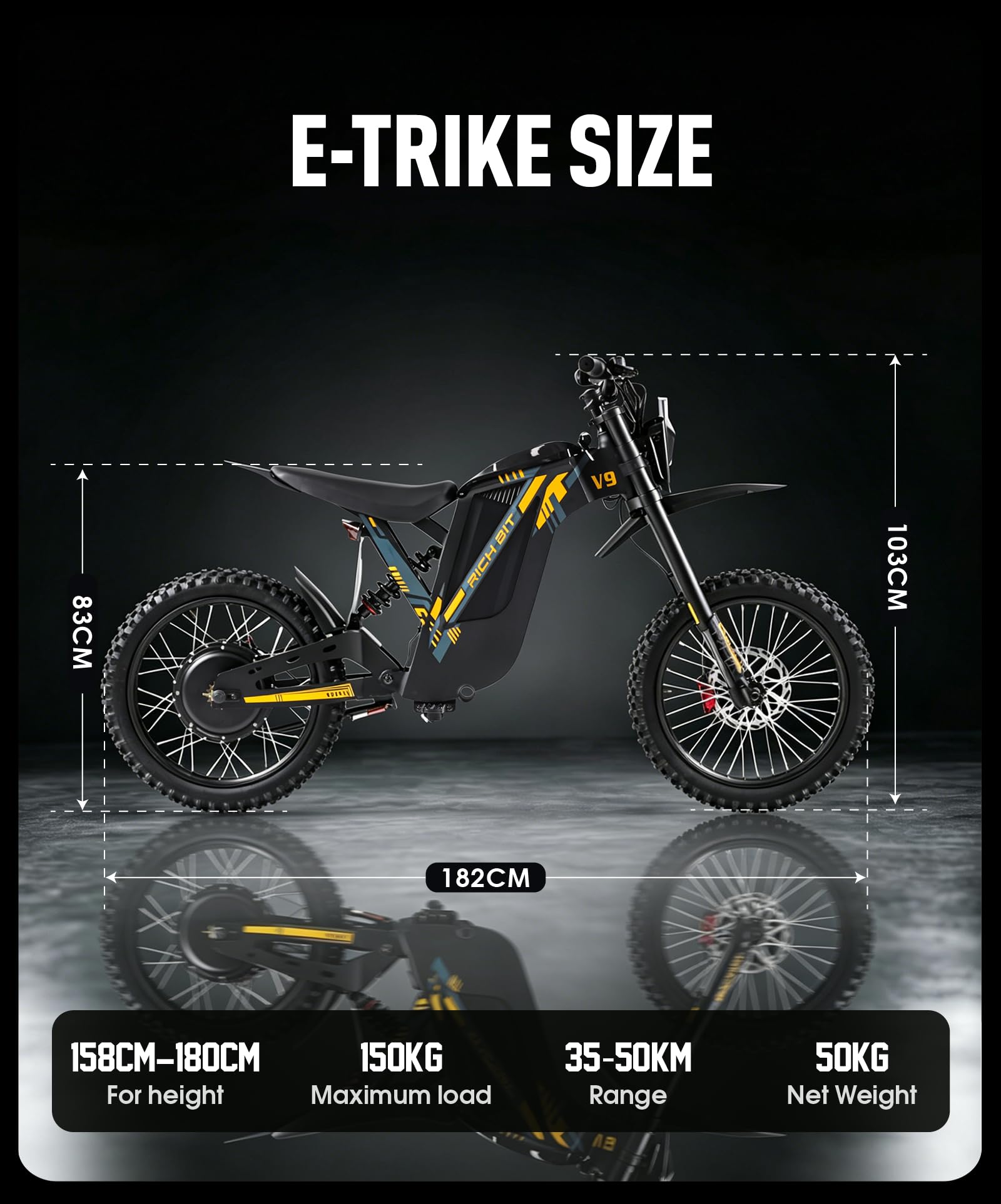 cysum Bicicletta elettrica da mountain bike V9 Ultra, batteria ad alta potenza da 48 V e 20 Ah, autonomia di 65 km, doppia sospensione, bicicletta elettrica all-terrain