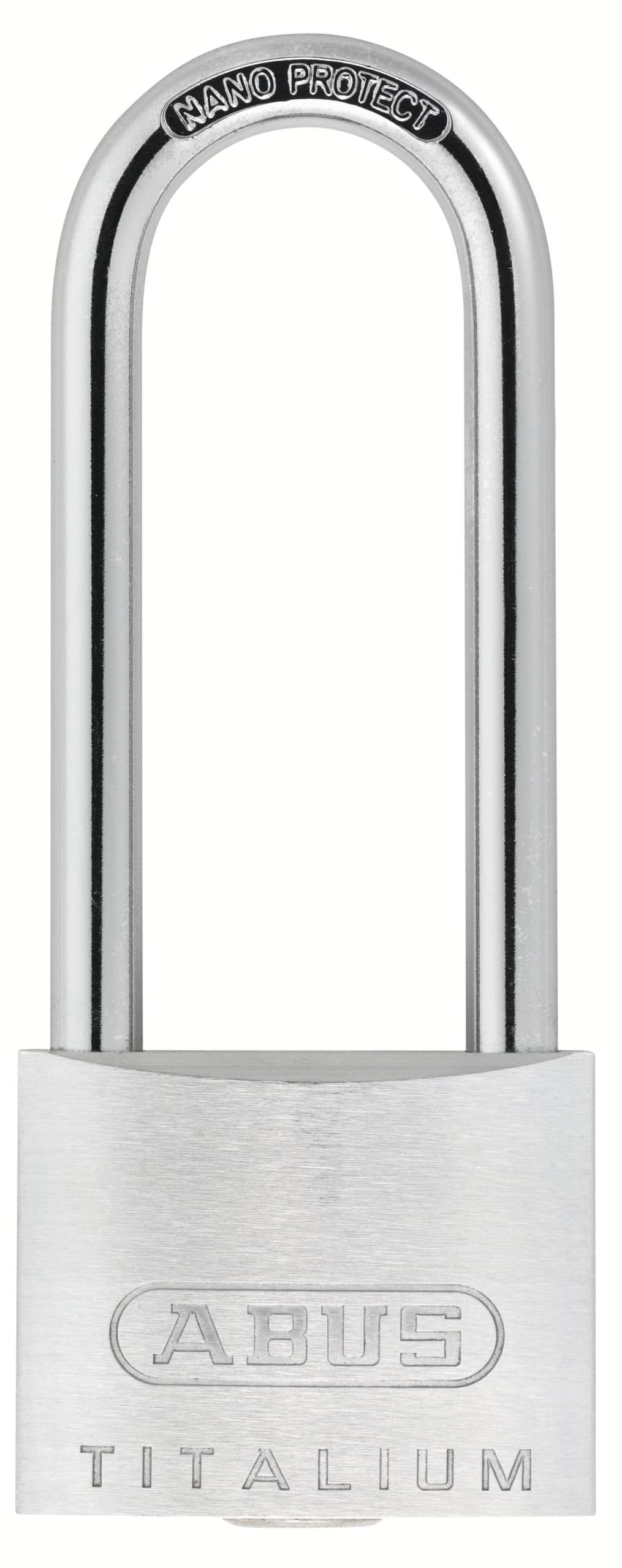ABUS Titalium hangslot 80TI/50 gl.-8011 - gelijksluitend - kelderslot met licht, massief slot gemaakt van speciaal aluminium - ABUS-veiligheidsniveau 8 - zilver