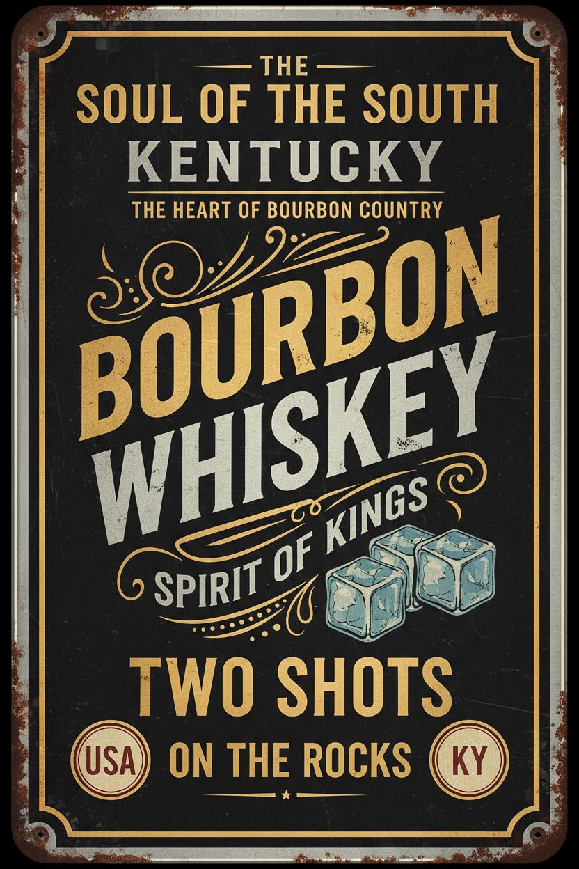 Vintage Metal Tin Sign Look Tin Metal Sign 8X12 Inch - Kentucky Bourbon Whiskey Custom Private Property Signs Outdoor