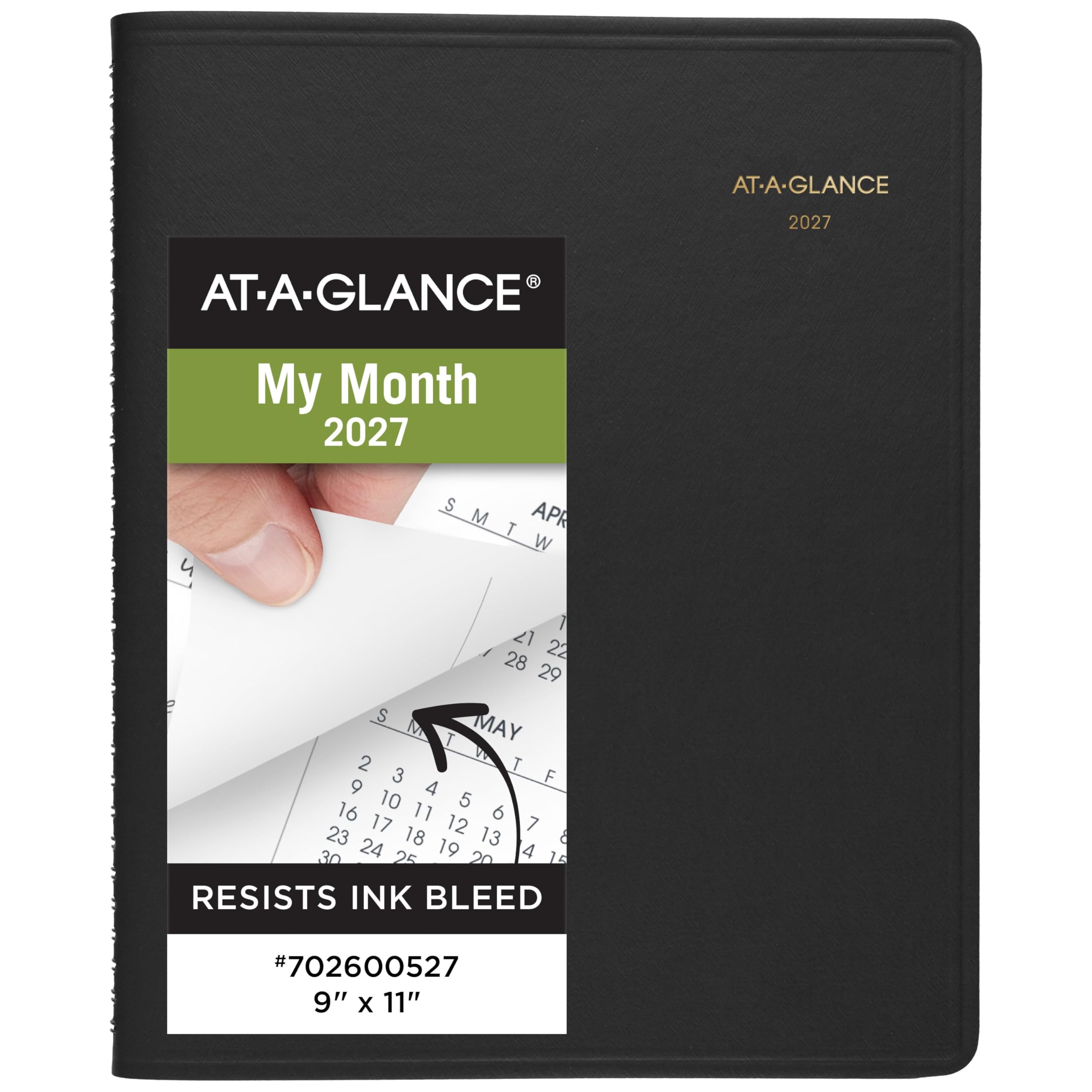AT-A-GLANCE 702600527 Monatsplaner 2027, 15 Monate, Jan-Mär, 22,9 x 27,9 cm, unlinierte Tagesblöcke, Schwarz