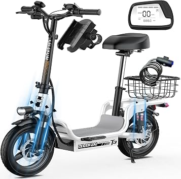 Electric Scooter for Adults Teens, Heavy Duty Escooter with Seat 500 LBS Capacity, 30MPH, 30-Mile Range, 720W Motor, Dual Suspension E Scooter, Foldable Powered Mobility Scooter with Basket