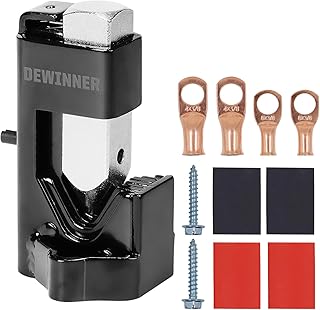 DEWINNER Hammer Lug Crimper Tool for Crimping Cables Wire Terminal Crimp 8 AWG to 4/0 Wire Gauge with 2PCS 8 AWG and 4 AWG (3/8") Wire Copper Lugs, 4PCS Dual Wall Adhesive Heat Shrink Tubing