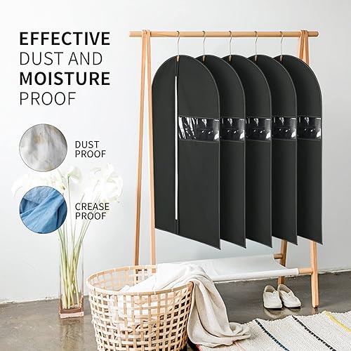 Miniatura 4 de HWAJAN Paquete de 6 bolsas de ropa de 24 x 40 pulgadas para almacenamiento de tela no tejida, bolsas de vestir moradas para colgar ropa, bolsas de