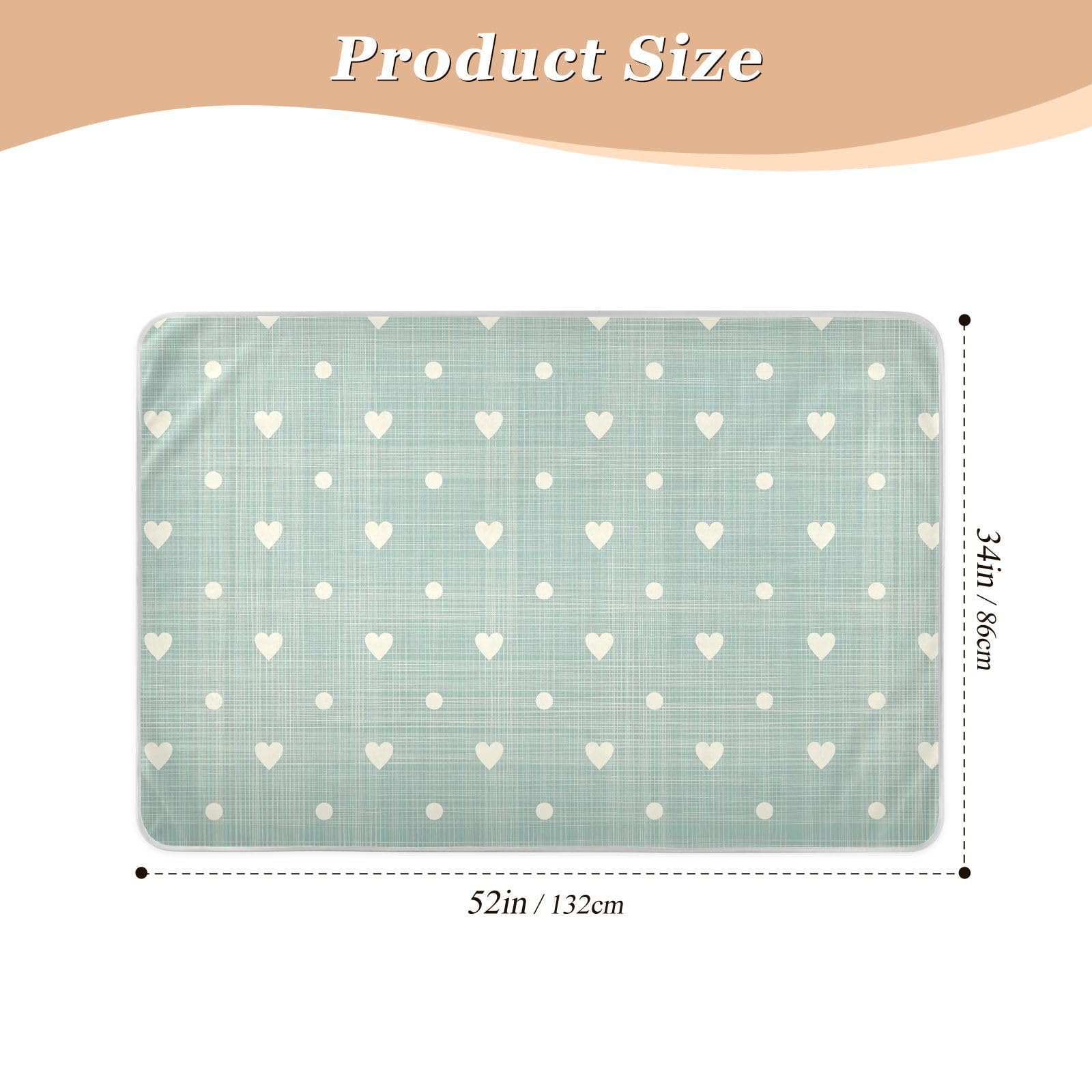 Hearts Polka Dot Retro Bed Protector Pads, Adult Pee Pads for Beds Washable, Reusable Underpads for Adults