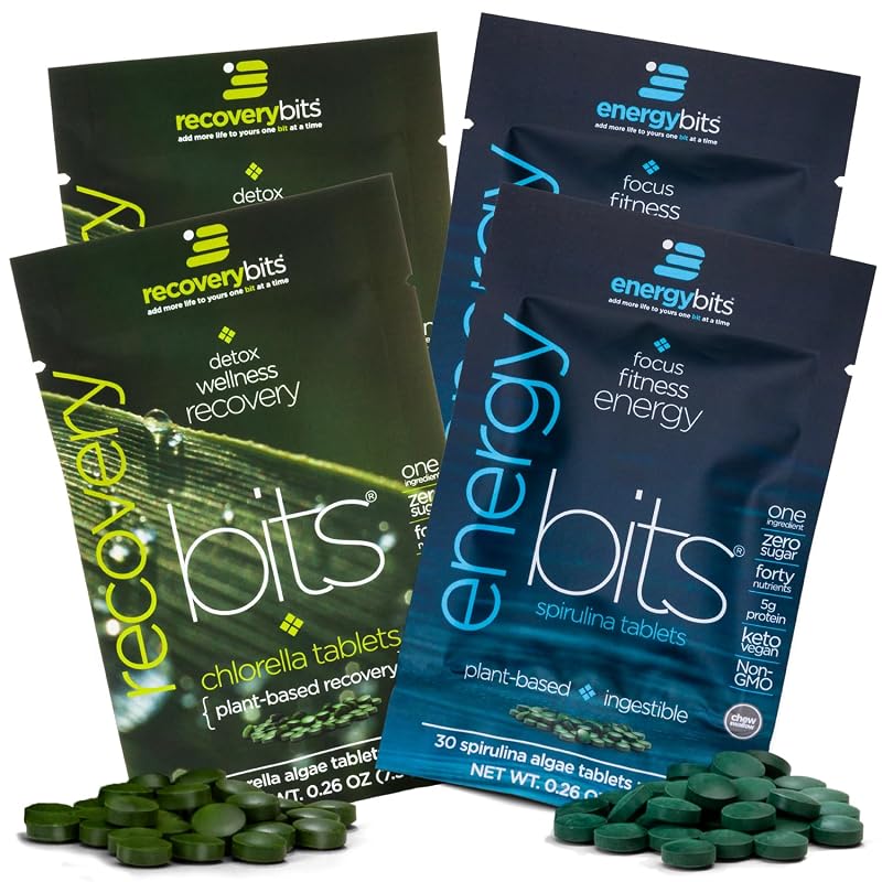 ENERGYBITS ENERGYbits/RECOVERYbits — Tabletes de spirulina e clorela — 4 sacos