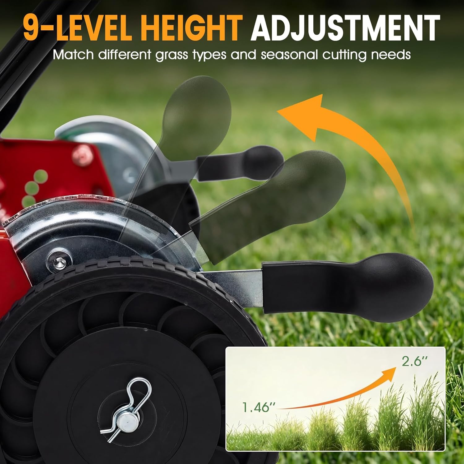 Goplus 18 Inch Push Reel Lawn Mower, 5-Blade Manganese Steel Manual Grass Cutter, 4-Position Adjustable Height, Removable Grass Catcher, Quiet No-Motor Walk-Behind Mower for Yard, Lightweight