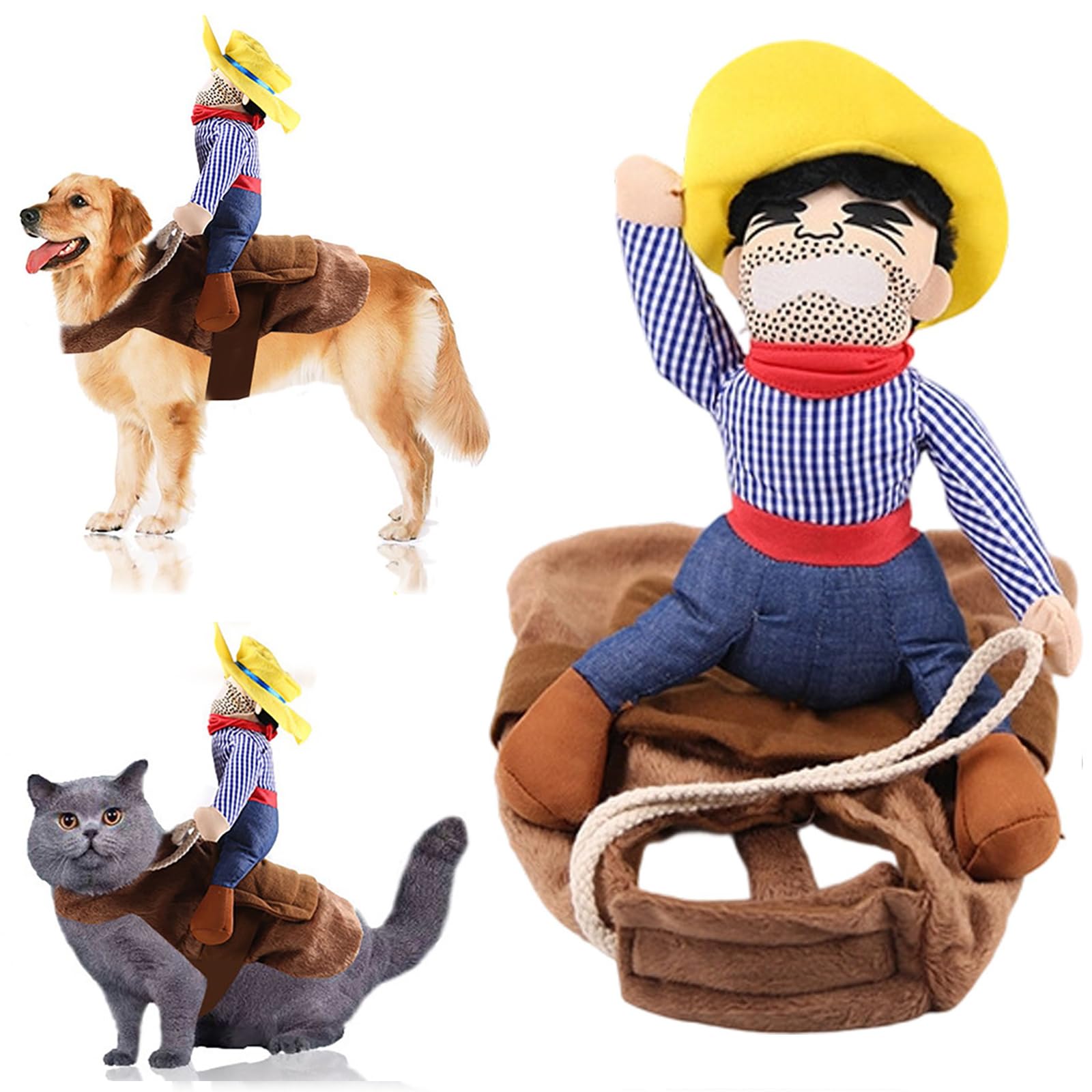 Dog Halloween Costume, Funny Cowboy Rider Pet Costume