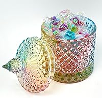 Vista 11 de Colorful Crystal Glass Candy Snack Barrel Storage Jar Embossed Luxury Cookie Buffet Canister With Lids Jewelry Box Jar Biscuit Containers