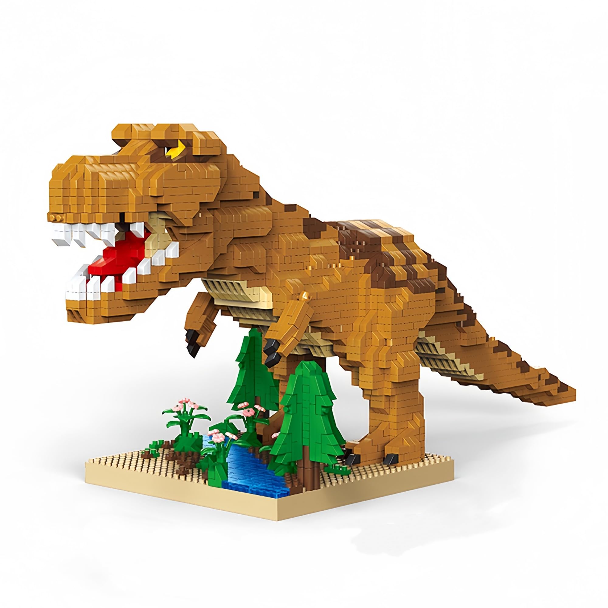 Jurassic Yellow T-Rex Micro Set di mattoncini da costruzione – 2500 pezzi, modello di dinosauro tematico della giungla da 35,6 cm, giocattolo antistress per adulti, decorazione