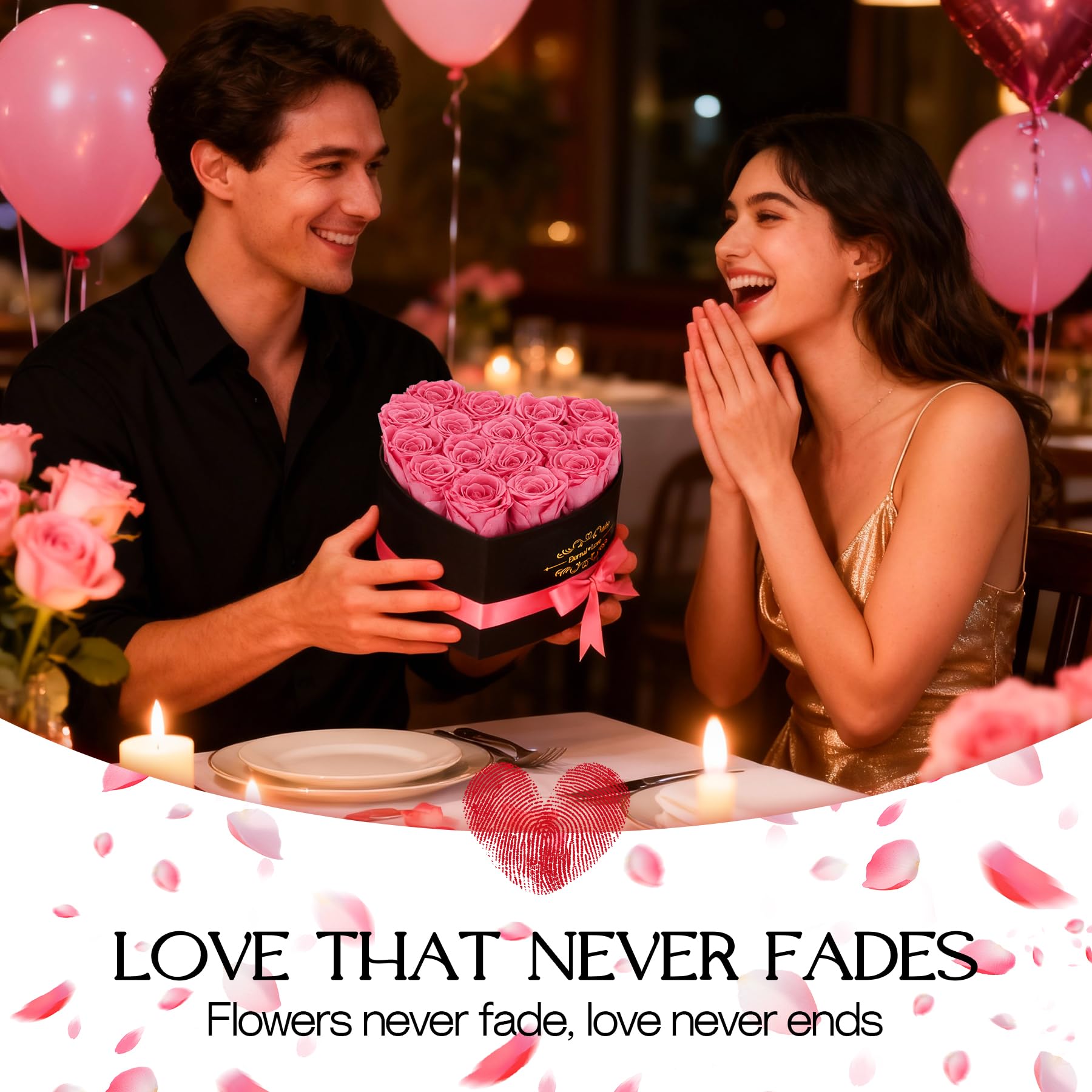 16 Rosa Ewige Rosen Herz Geschenkbox, Infinity Rosen Konservierte Blumen Rosenbox, Valentinstag Muttertag Geburtstag Hochzeitstag Geschenke für Mutter Freundin Ehefrau Oma Frauen Frauen