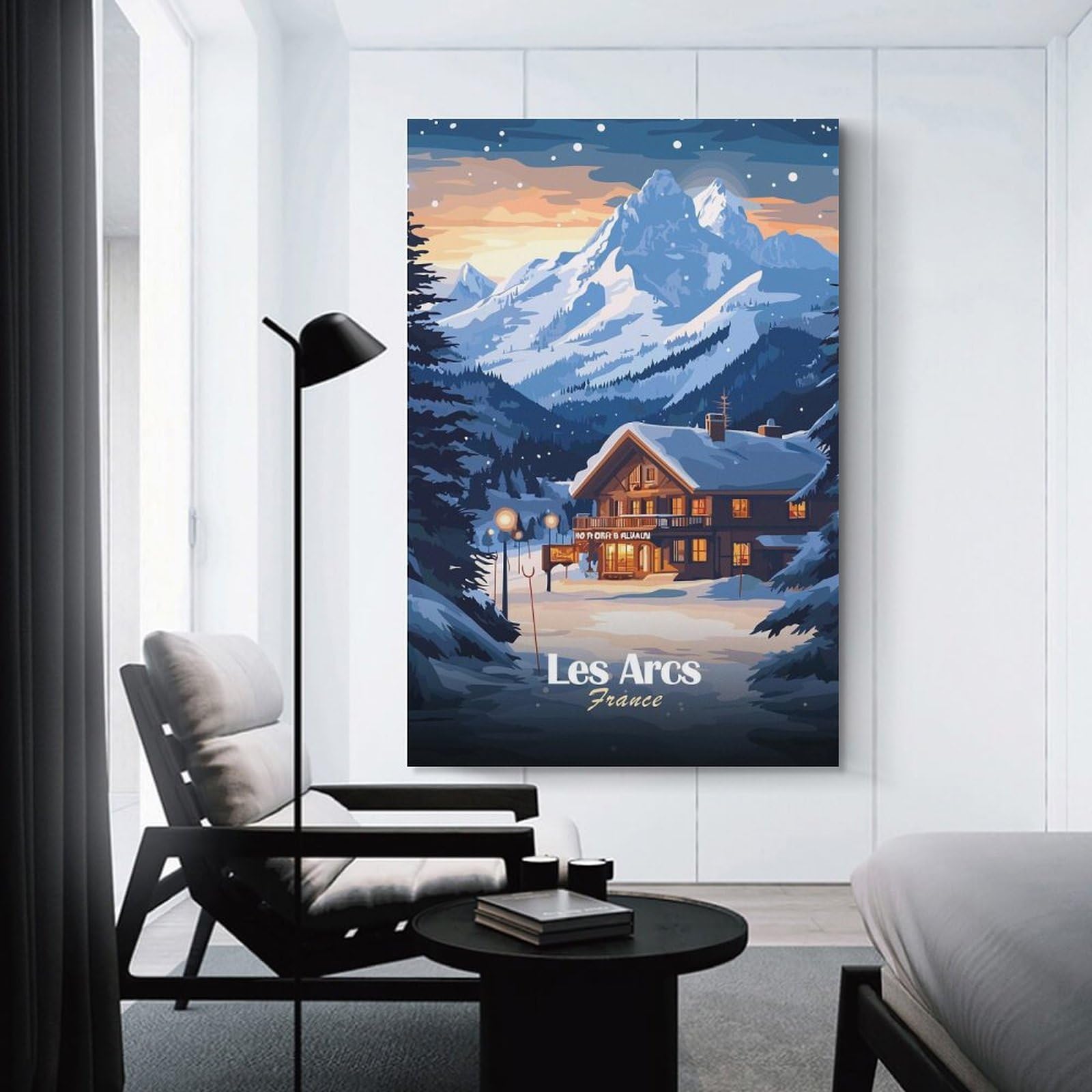 Junmoney Les Arcs Ski Resort Wall Picture Print, 24x36inch(60x90cm), for New Home Styling, Lounge Or Bedroom, Home Artwork for Modern Interiors