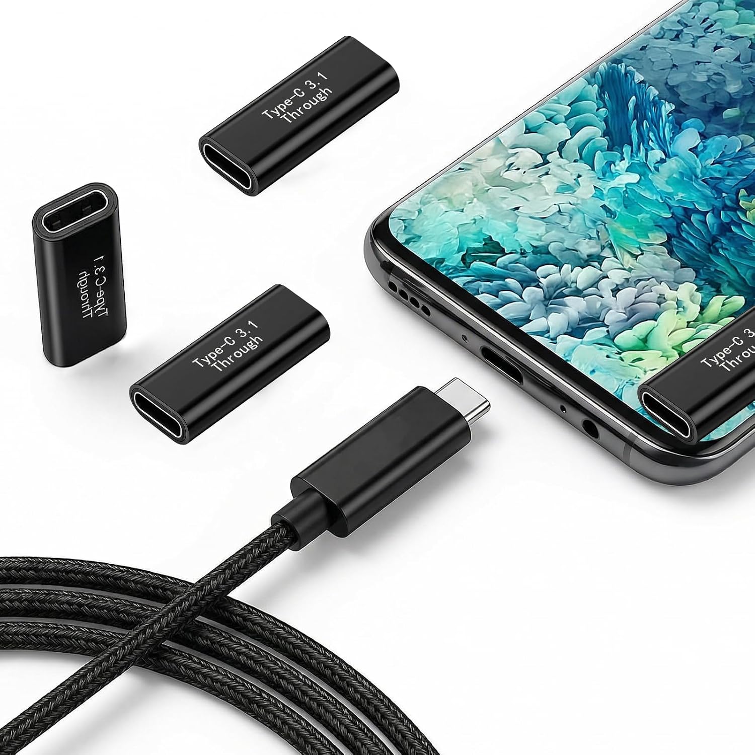 5 Pack USB C Female to Female Adapter USB C Extender Coupler 10Gbps 100W, 8K@60Hz Video