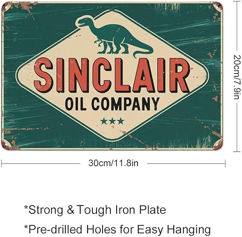 Miniatura 4 de Sinclair Dinosaur Oil Company - Cartel de hojalata vintage retro Sinclair Oil Company de dinosaurio, adecuado para habitación, baño, cueva, bar,
