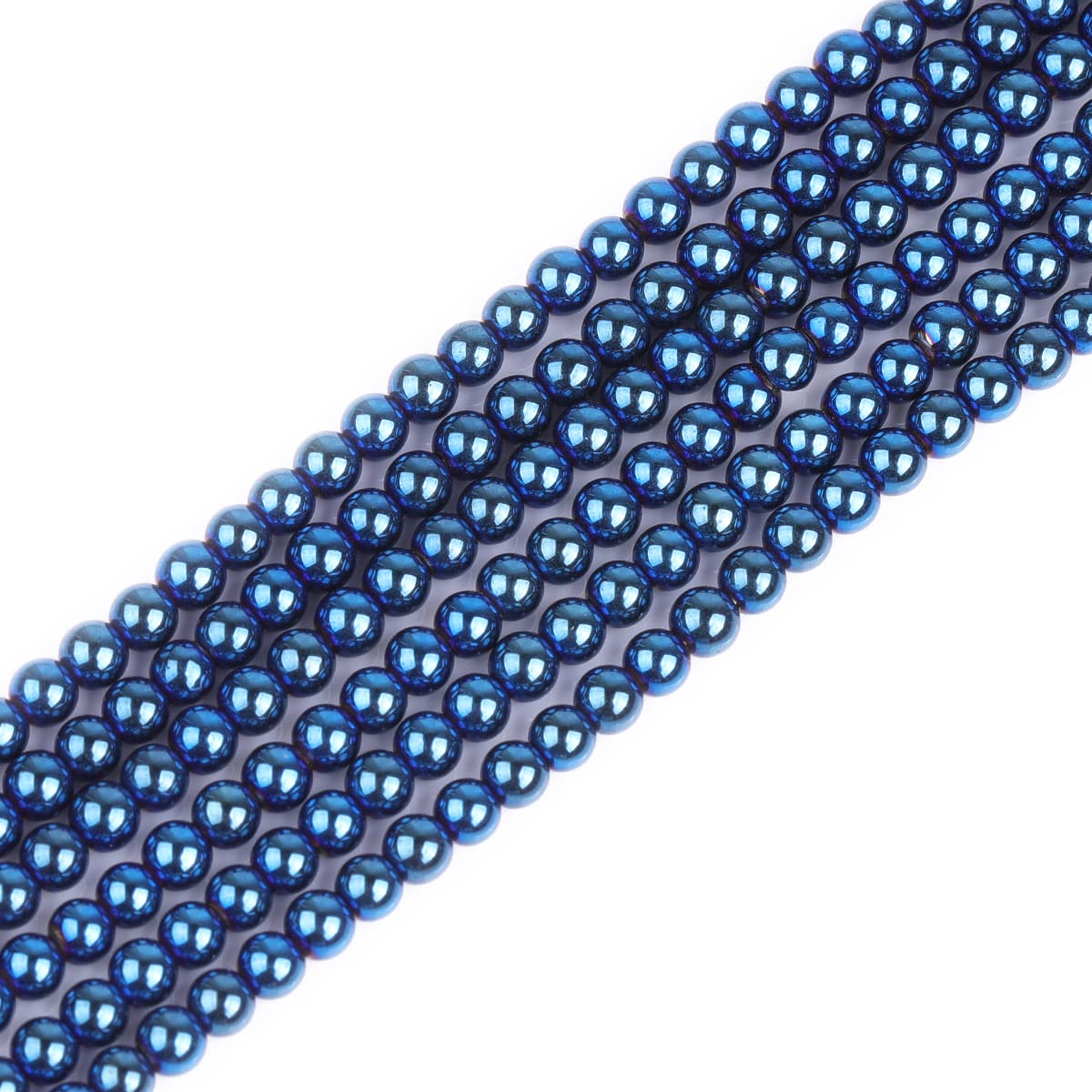 GEM-Inside Natural 3mm Non-Magnetic Blue Metallic Coated Hematite Round Gemstone Semi Precious Loose Beads for Jewellery Making 15''