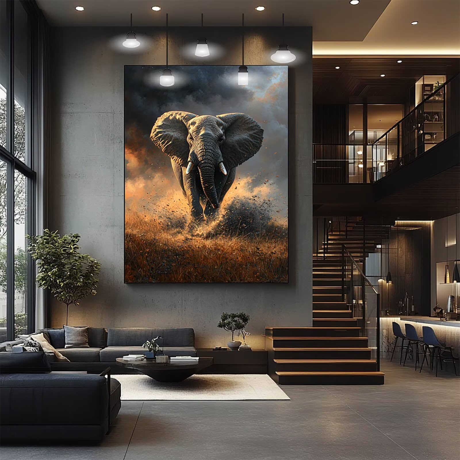 Diamond Painting Elefante 60x80cm, Pintura Diamante Animal, 5D Pintar por Numeros con Diamantes, Punto de Cruz Pintura Diamantes de Imitación de Cristal Artes, Diamond Painting Kit, Regalo model-21816