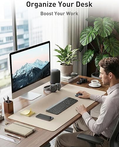 Miniatura 330 de Aothia Tapete protector de escritorio, alfombrilla para mouse, antideslizante, impermeable, de piel sintética, secante de escritorio, para Verde