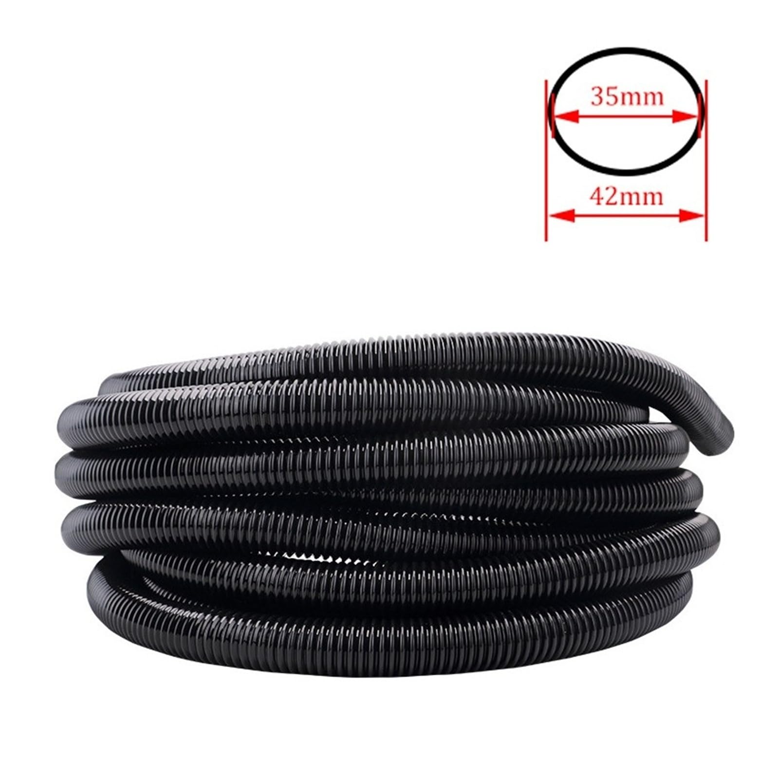 Staubsaugerschlauch Mit Gewinde (Innendurchmesser 35 Mm, Außendurchmesser 42 Mm), Flexibler Balgschlauch, Robust Und Weich, Ersatzschlauch For Staubsauger, Schwarz(Black-7m (35mm))