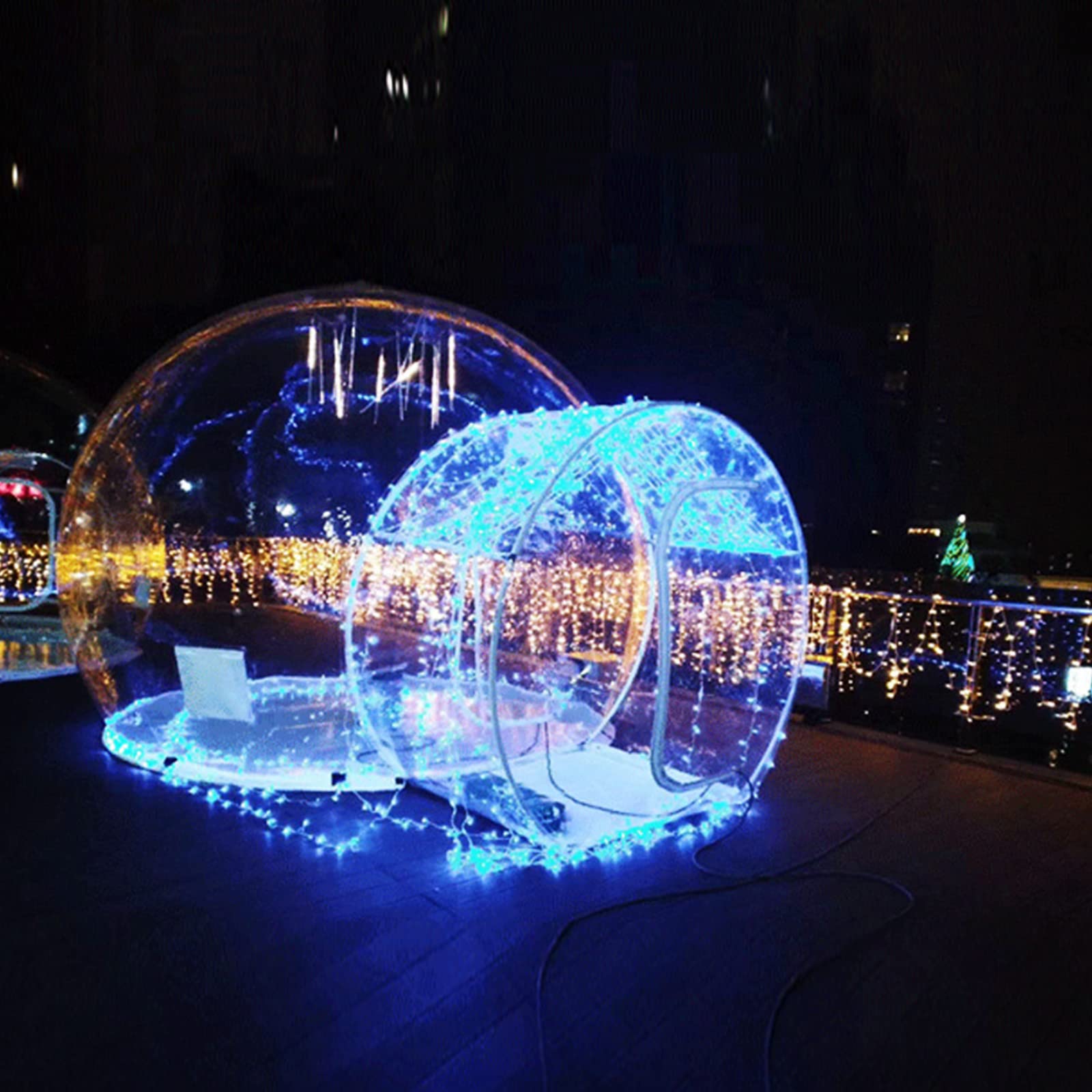 Outdoor PVC Inflatable Bubble Tent with Tunnel Clear Dome Tent for Camping Hotel, Star Empty Tent with Hair Dryer and Repair Kit Vision