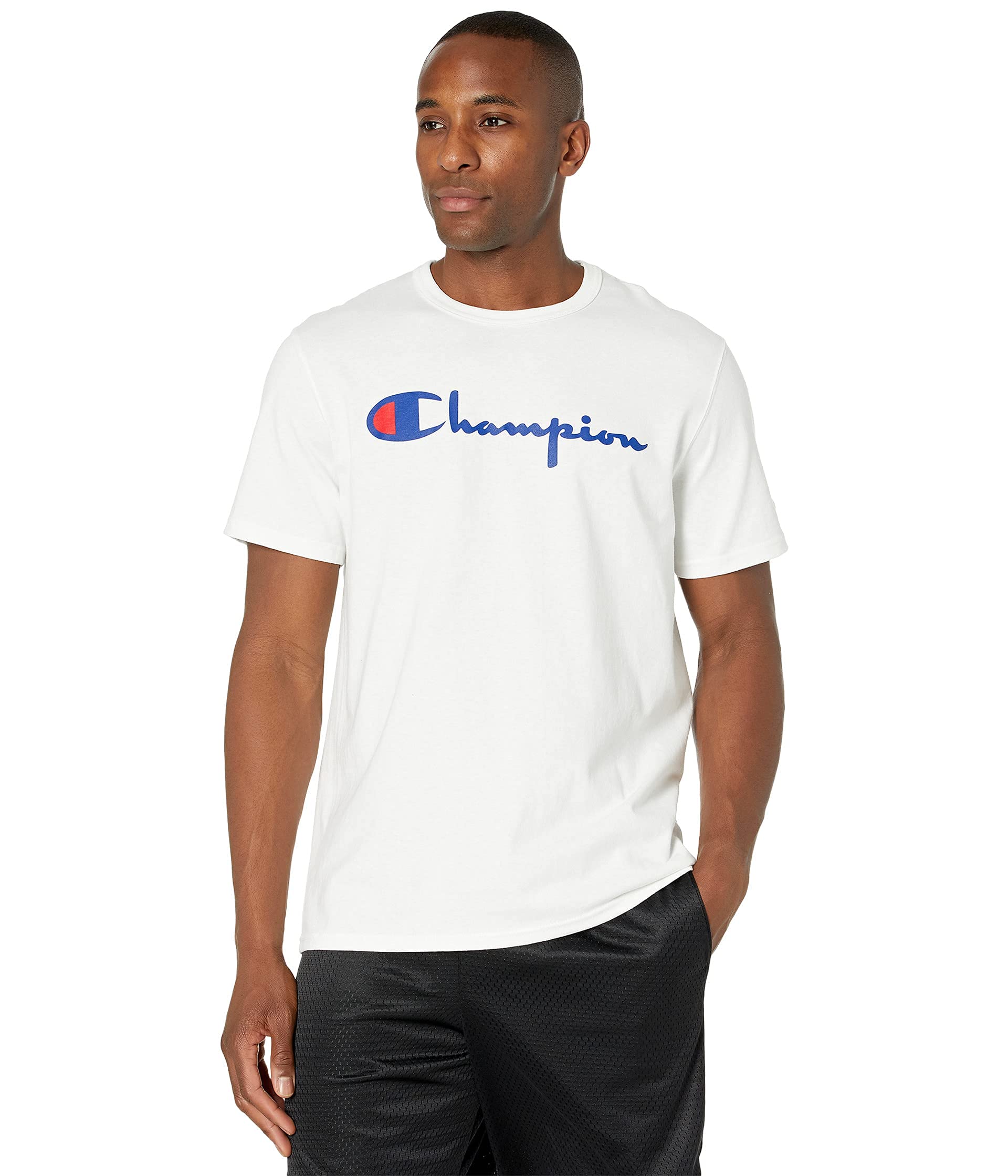 Champion Herren Heritage Tee, Vintage Script T-Shirt, Weiß Y08254, Klein