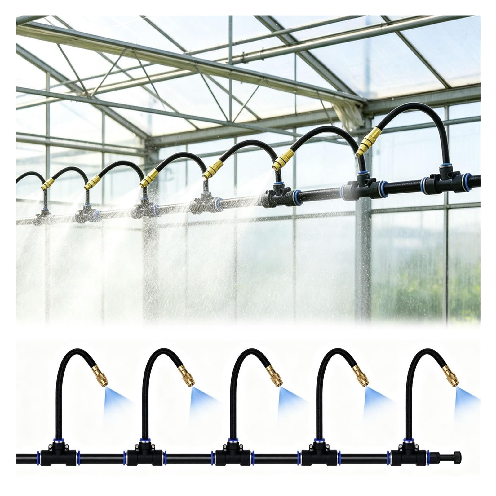 Sistema Di Nebulizzazione Per Serre, Kit Irrigazione Giardino | Irrigazione delle piante, umidificazione, coltivazione di ortaggi, vivai, raffrescamento delle colture(394inch/10m/32.8ft)