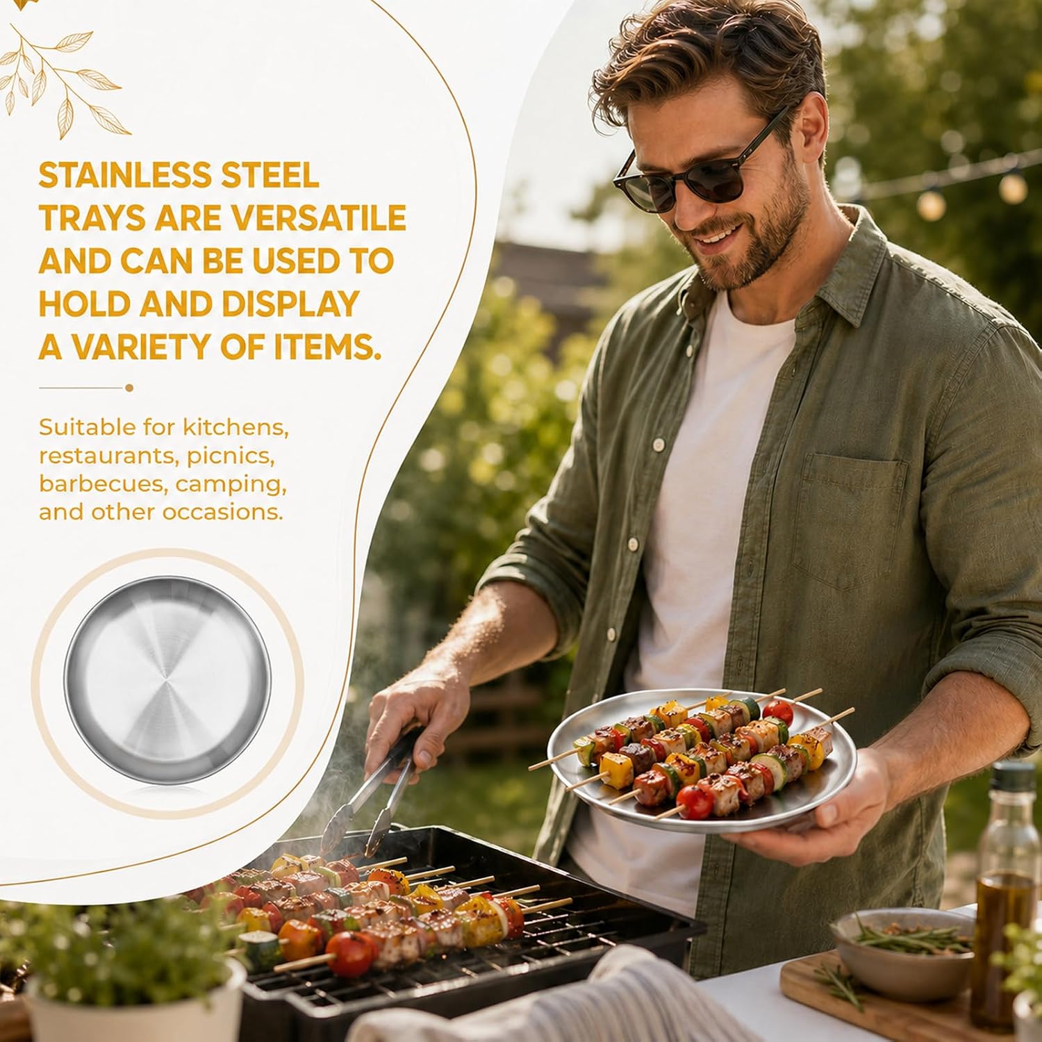 12 Pack 8 Inch Personal Pizza Pans Bulk Individual Pizza Pans | Stainless Steel Small Round Pizza Pan Reusable Easy Clean Mini Pizza Pan for Oven Kitchen Baking Home Restaurant Picnics