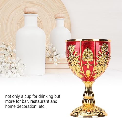 Miniatura 3 de Cáliz dorado vintage dorado de 4 pulgadas, aleación de zinc sólida retro en relieve, elegante taza de proxeneta para banquete de fiesta, 4.1 x 2.5