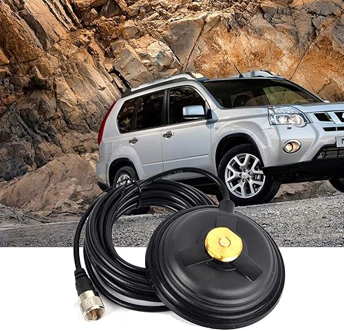 Miniatura 3 de UAYESOK 5.9 pulgadas (5.906in) NMO Montaje magnético Antena Jamón Móvil Radio Antena Imán Montaje con 16.4ft (16.4 pies) RG58 Cable coaxial PL-259