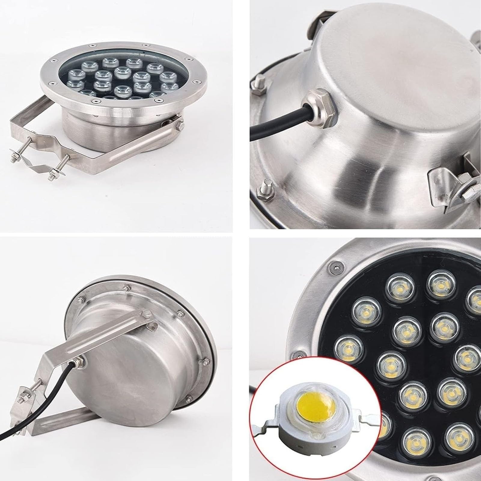 Luci subacquee per laghetto, Lampada a LED sommergibile con Staffa a Clip, faretto RGB Impermeabile IP68 AC 24V, per Illuminazione di Giardino, Cortile e Piscina (RGB, 24W)